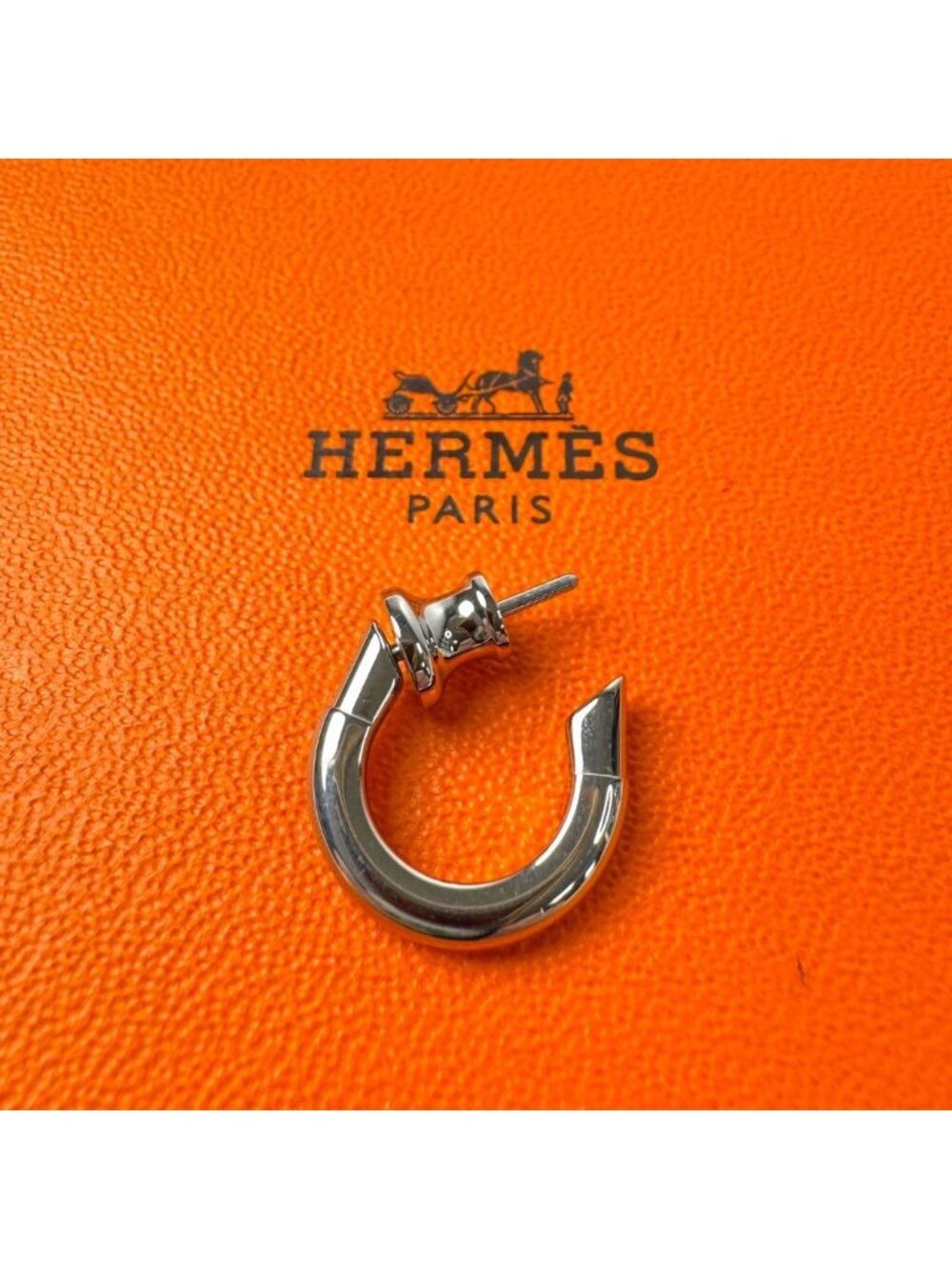 Hermes Clog Single Earrings Metal Silver